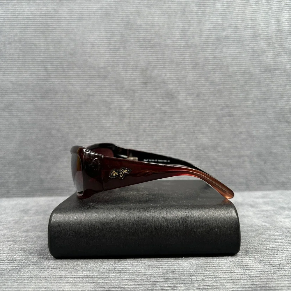 Maui Jim MJ 134-07 y2k Sunglasses Dark Tortoise Rectangle Wrap Made Italy vtg